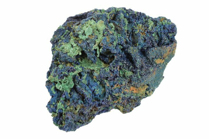 Sparkling Azurite Crystals on Fibrous Malachite - China #247727